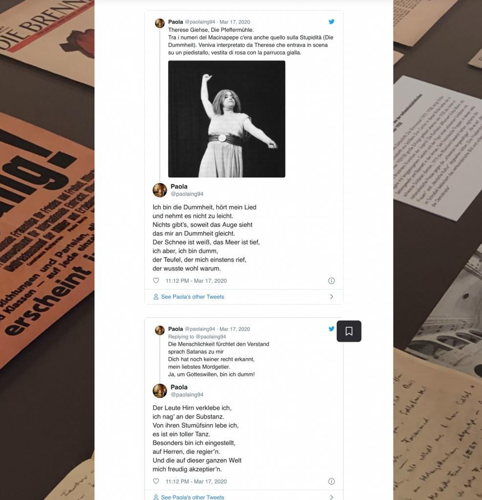 Die Dummheit, ein grandioser Text Erika Manns. Hier teils mit italienischer Übersetzung. #ErikaMann wird international auf Twitter. Digitale Kulturvermittlung verbindet.