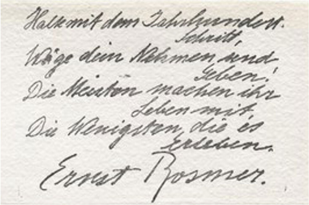 Sinnspruch von Elsa Bernstein alias Ernst Rosmer aus der Autographen-Sammlung Münchner Dichter, deren Sammler unbekannt ist. Monacensia im Hildebrandhaus, Literaturarchiv. #femaleheritage