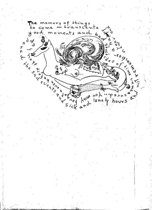 Lyrik hatte immer zu ihrem Werk gehört, allerdings hatte sie selbst nicht viel darauf gegeben. Im Spätwerk probierte sie sich an vielen Kurzformen aus, auch dieses visuelle Gedicht zählt dazu. Bildnachweis: „Ruth Yorck Collection“, Howard Gotlieb Archival Research Center der Boston University