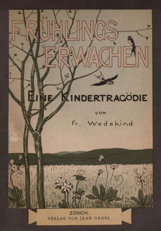 Frank Wedekind, Frühlings Erwachen Einband der Originalausgabe von 1891, publiziert von Jean Gross, Zürich, Public domain, via Wikimedia Commons