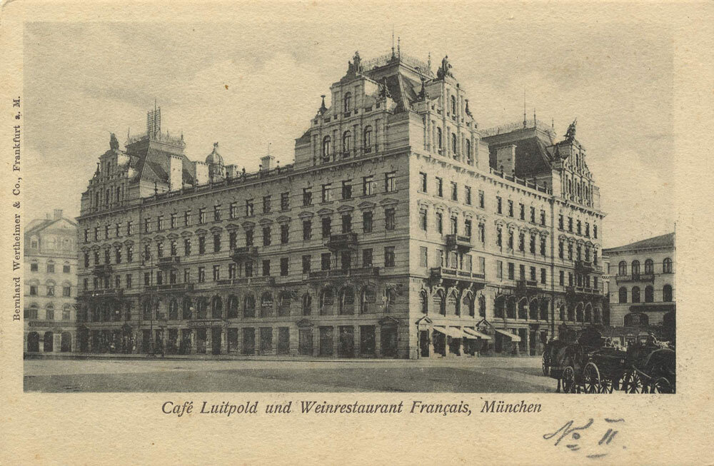 Cafe Luitpold um 1900. Alte Postkarte. Privatarchiv Dr. Ingvild Richardsen.