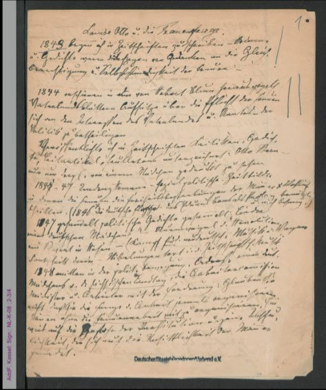 Louise Otto und die Frauenfrage, ca. 1885, AddF Kassel, Signatur: NL-K-08 ; 2-3/4, gemeinfrei. #FrauenDerBoheme https://www.meta-katalog.eu/Record/65374addf