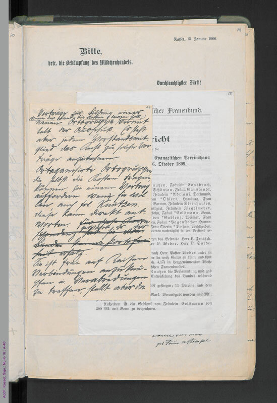 Deutscher Evangelischer Frauenbund: Protokoll-Buch für die Sitzungen des Bundesvorstandes I 15. Juni 1899 - 19. Aug. 1902, hier Seite 21; Rechte vorbehalten.Signatur: AddF Kassel, NL-K16; A 040. #FrauenDerBoheme - Frauenbewegung