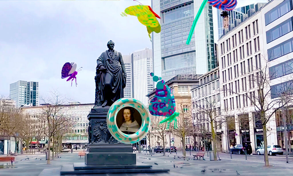 Augmented Reality Monument 'Metamorphosis für Maria Sibylla Merian' von Dagmar Schürrer. #MakeUsVisible. Foto: Scavengar.