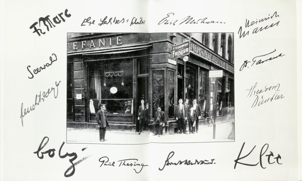 Das Café Stefanie, um 1900 und einige Signaturen bekannter Persönlichkeiten, die hier zu Gast waren. MunichArtToGo, Kaffeehaus, #FrauenDerBoheme