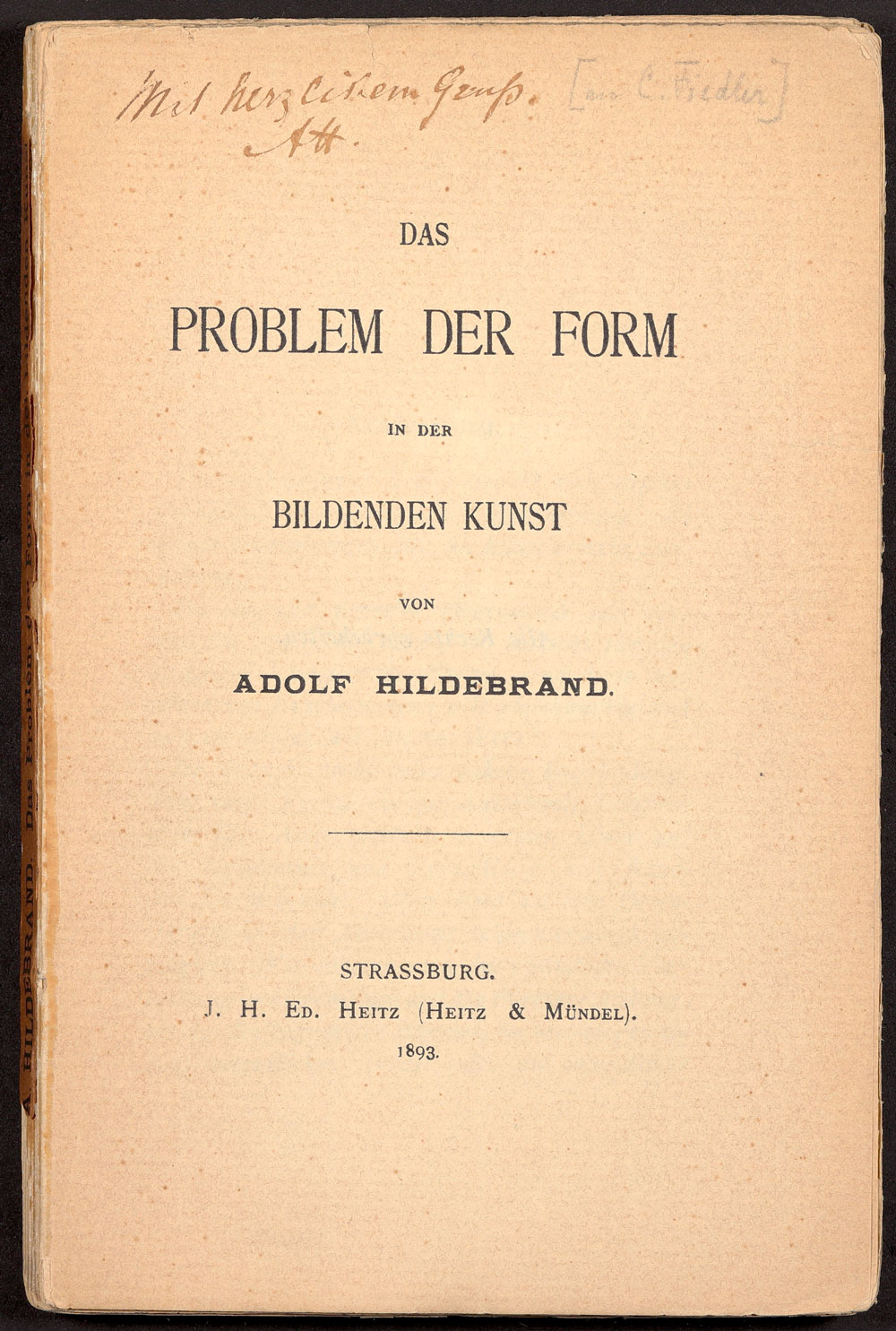 Buch: Adolf von Hildebrand, Das Problem der Form in der Bildenden Kunst.