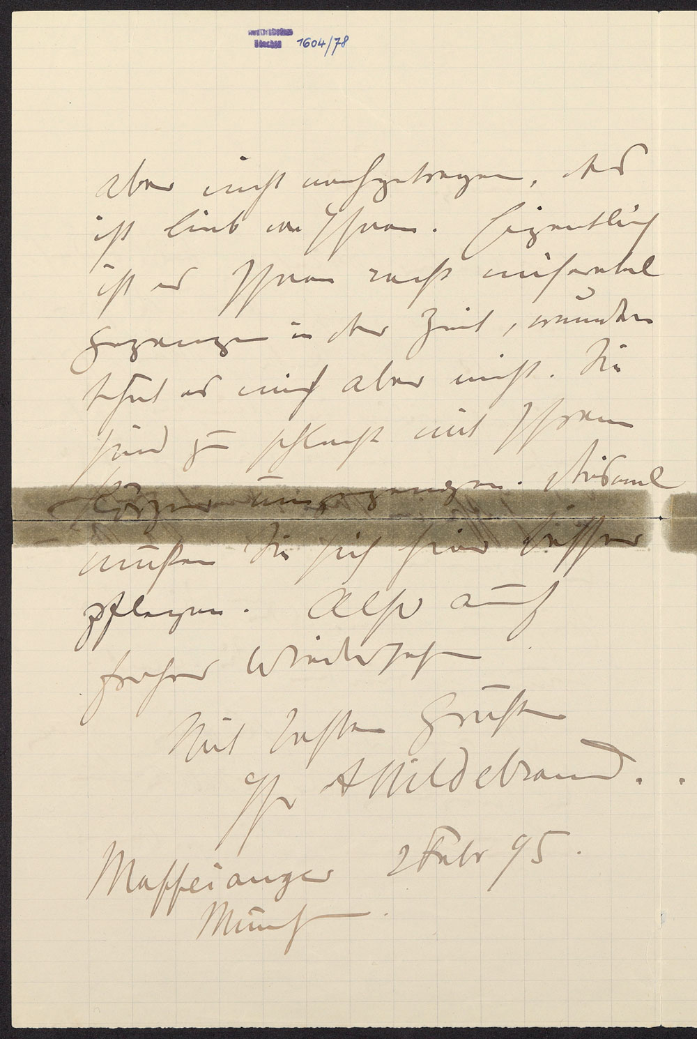 handschriftlicher Brief von Adolf von Hildebrand an Franziska zu Reventlow