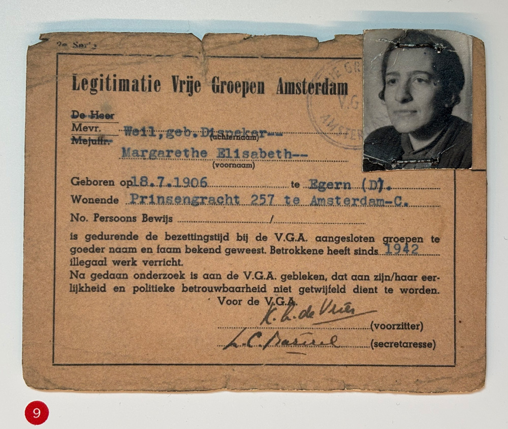 Ausweis des holländischen Widerstands, 1942, von Grete Weil.