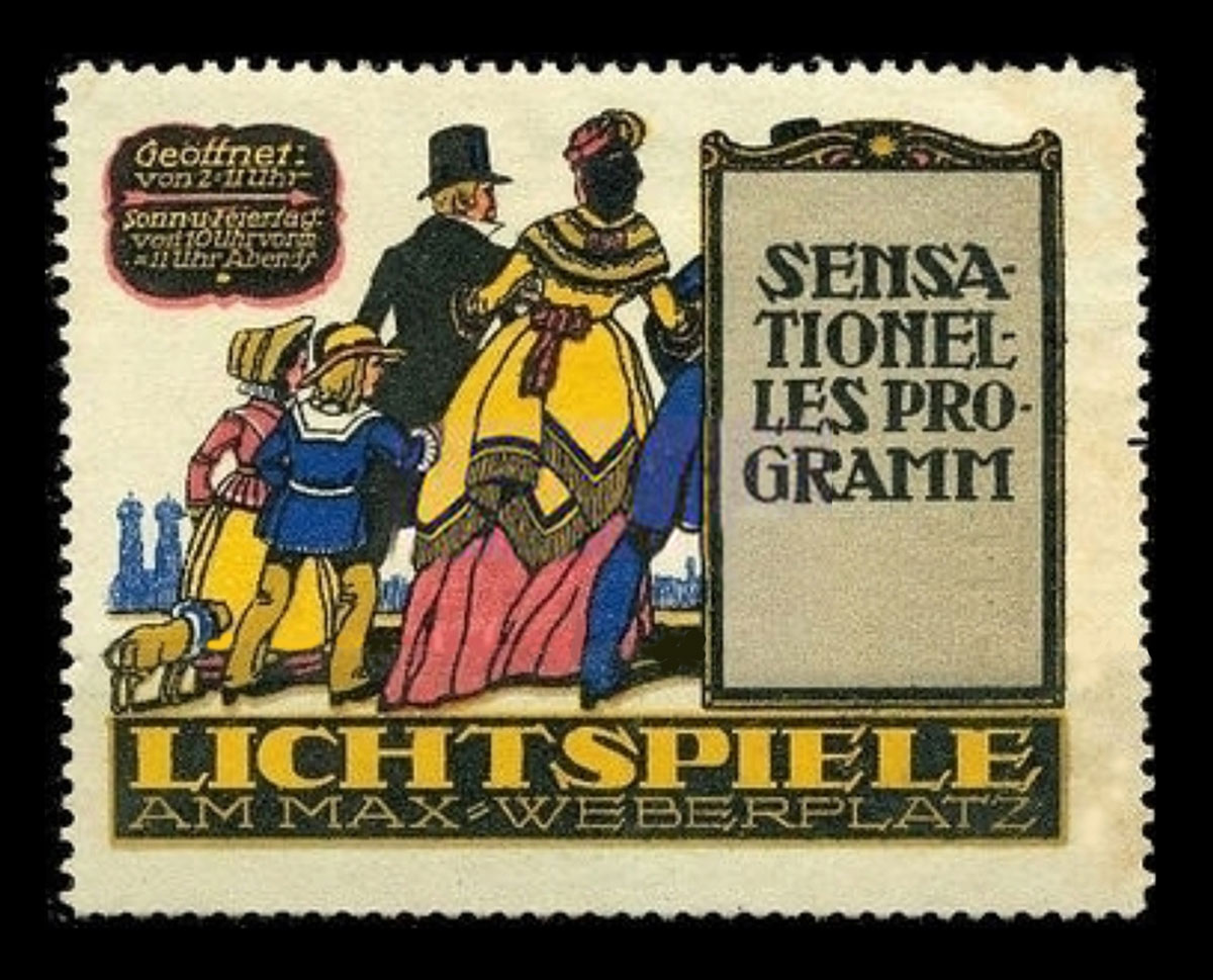 Werbung für das Kino "Lichtspiele" am Max-Weber-Platz 11. Kinobetreiber sind Karl Wiesel und Isidor Fett.
