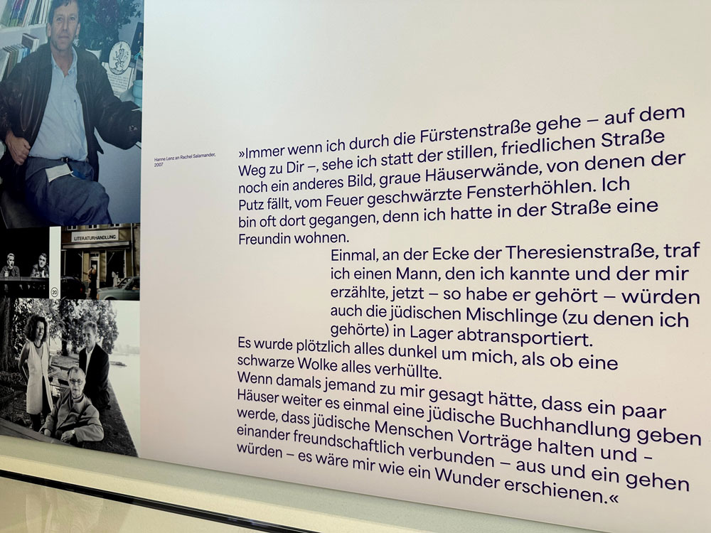 Text mit Zitat von Hanne Lenz, links Fotos verschiedener Menschen.