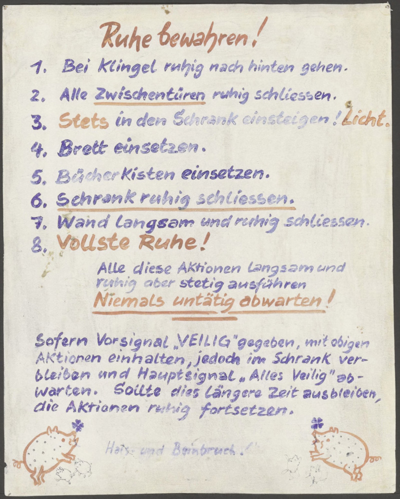 Plakat – Anweisung zum Versteck.